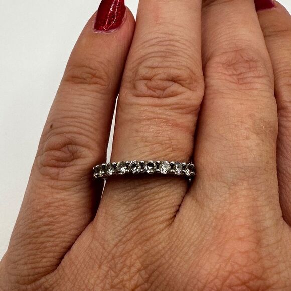 SALE! Beautiful, simple CZ diamond band in stamped sterling silver! - Picture 6 of 10